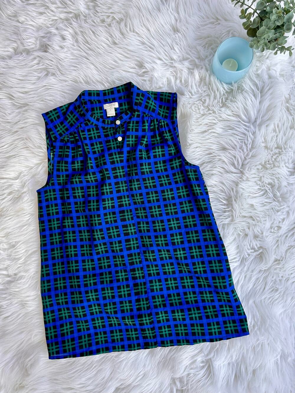 Women Sleeveless Plaid Top